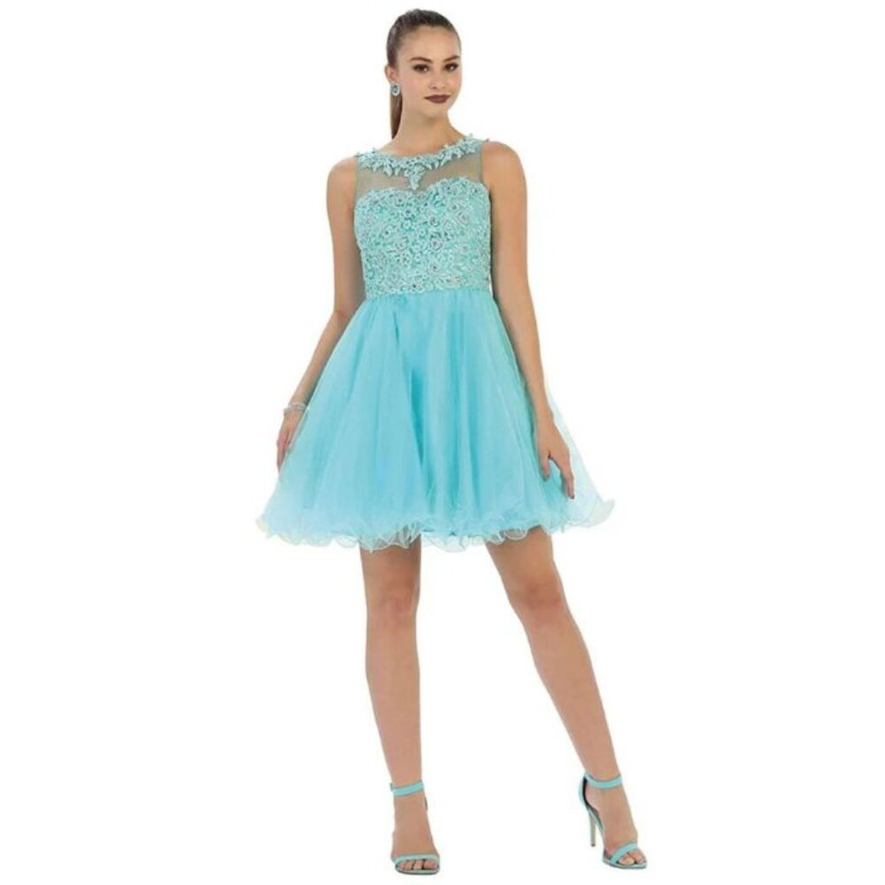 Aqua Quinceañera Dama Dress Style Outfit By May Queen MQ1429